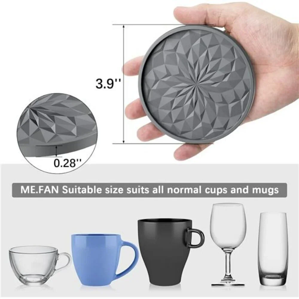 Silicone Coasters with Holder Drinking Coasters Cup Mat Non-Stick Drinks 6 Pack